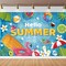 Hello Summer Backdrop Banner Colorful Summer Photography Background for Summer Seaside Beach Swimming Pool Fruits Flamingo Hawaiian Tropical Themed Party Decorations Supplies 70.8 * 47.2in